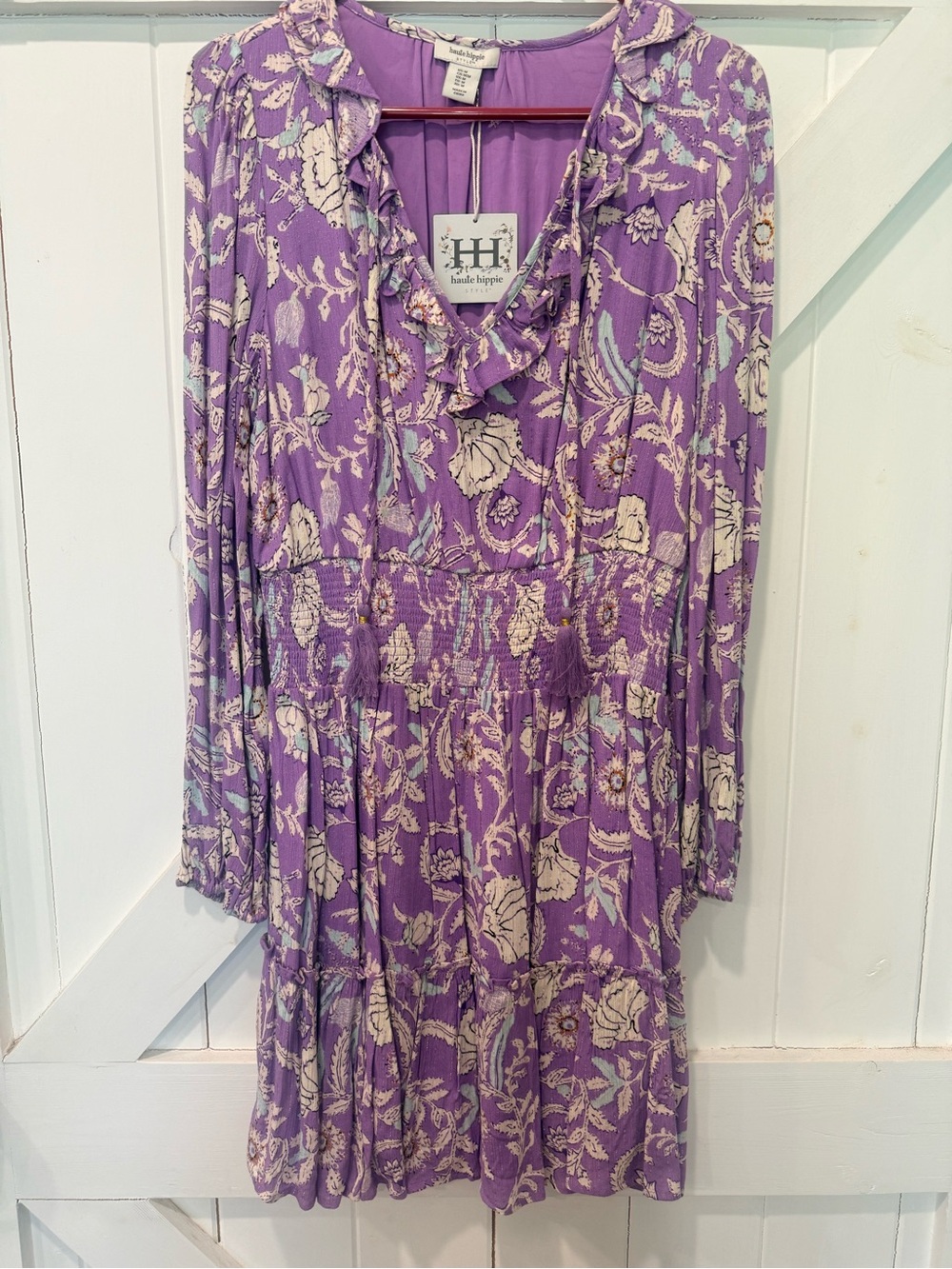 Haute Hippie Lavender Floral Ruffle Dress